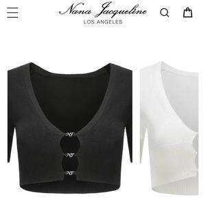 NWT Nana Jacqueline Rhinestone Crystal Diamond Polly Crop Knit Top cardigan